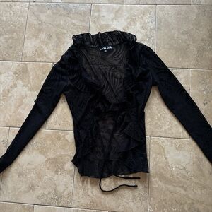 I.AM.GIA Black Sheer Ruffle Blouse